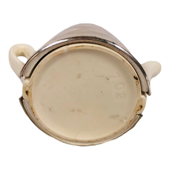 Vintage WMF Ikora MCM Brushed Metal Coated Ceramic Coffee Pot Creamer Silver - Picture 5 of 12